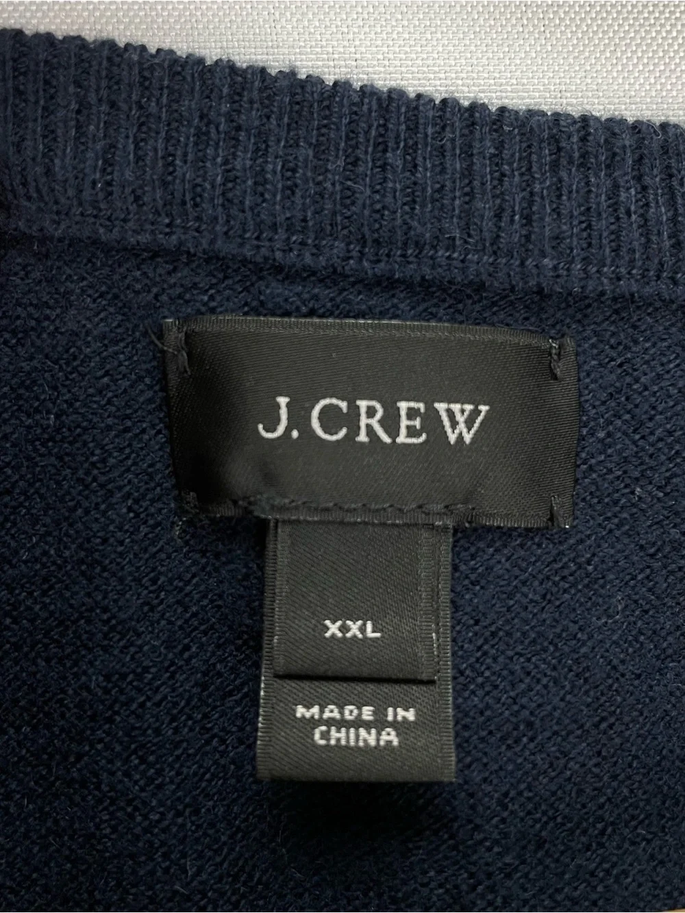 J.CREW Cotton Cashmere Blend Sweater Men’s XXL Navy Blue Knit V-Neck Pullover